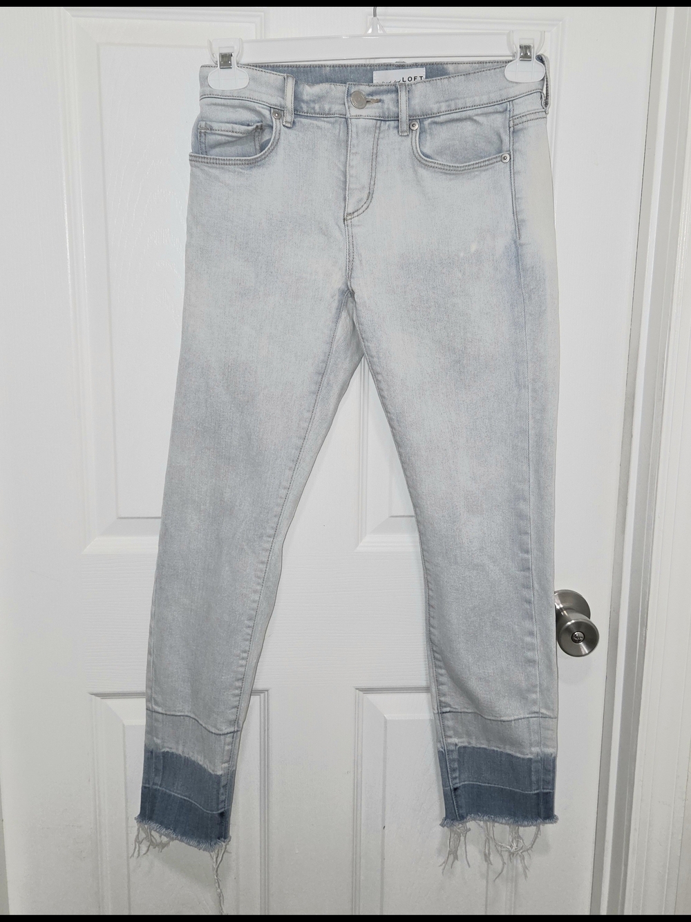 LOFT Modern Skinny Crop Jeans Two-tone Color Frayed Hem Size 25/0 SEE PICTURES.
